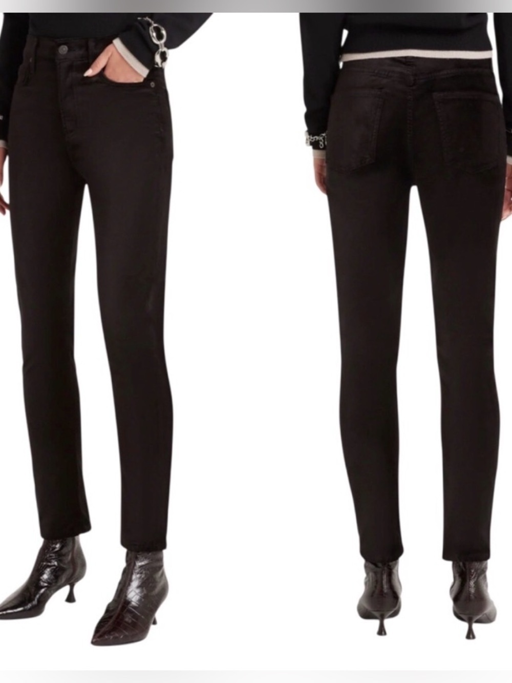 Citizens of Humanity, Harlow Ankle High Rise Slim Velvet Jeans in Black, Size 24
